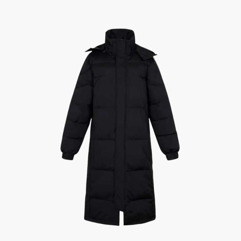 Herren Steppjacke im langen Mantelstil - schwarz