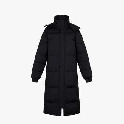 Herren Steppjacke im langen Mantelstil - schwarz