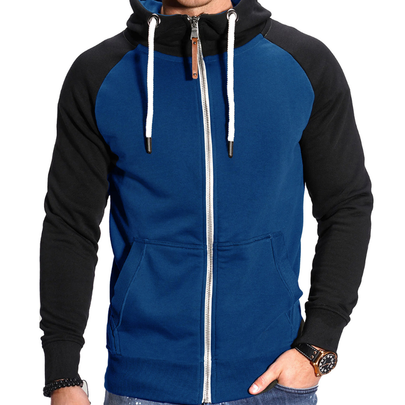 Herren Hoodie mit Reißverschluss im Sportstil - königsblau