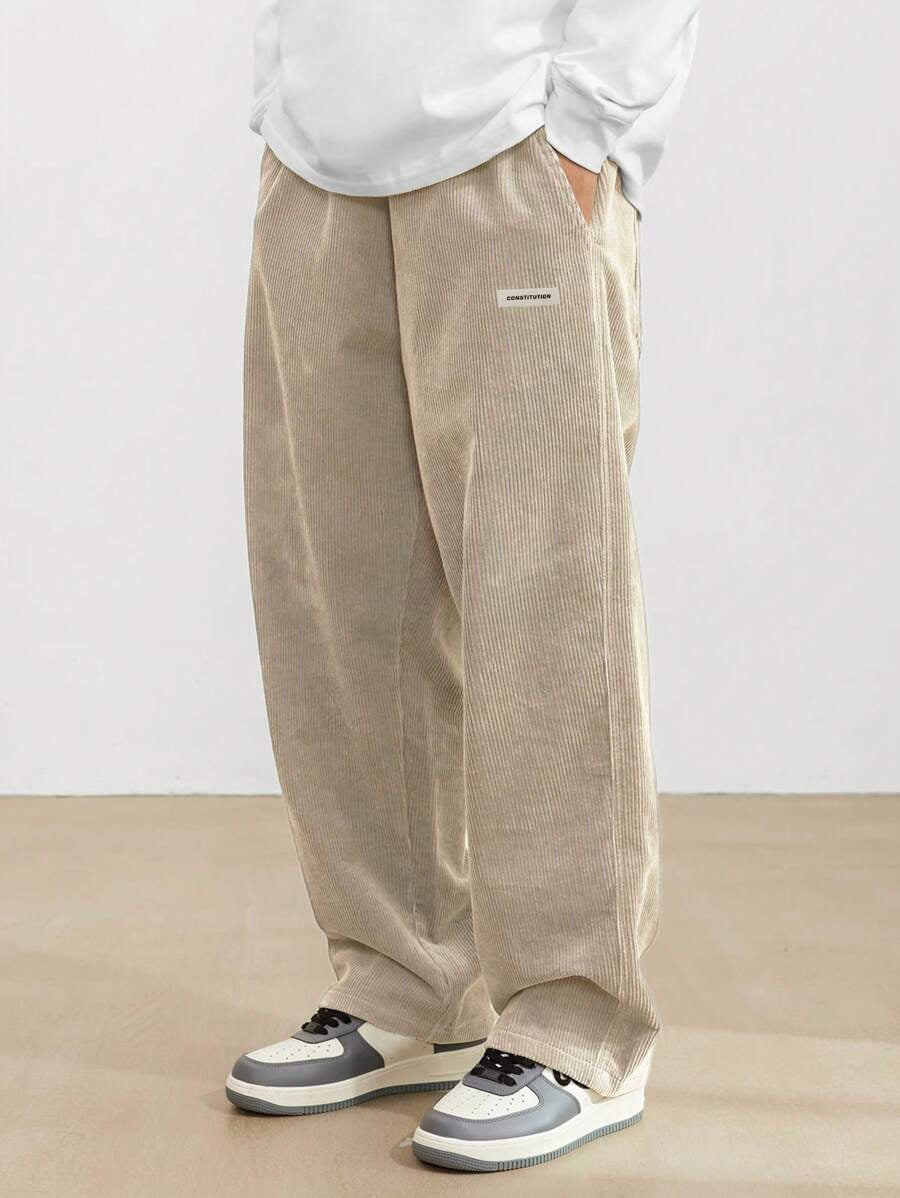 Cordhose Herren mit weitem Schnitt - beige