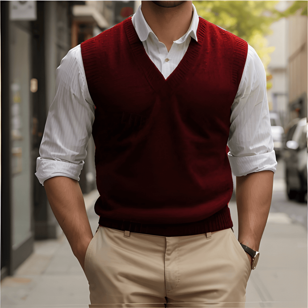 Herren Pullover mit V-Ausschnitt - rood