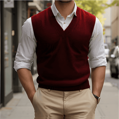 Herren Pullover mit V-Ausschnitt - rood