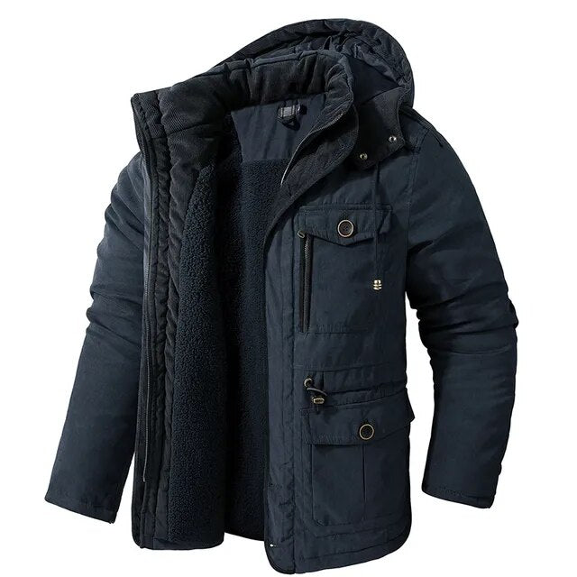 Parka Herren mit Futter im Military-Stil - blau