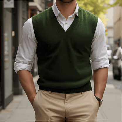 Herren Pullover mit V-Ausschnitt - grijs