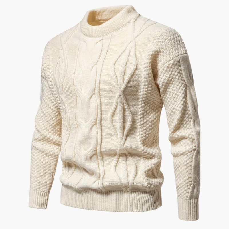 Herren Strickpullover mit Kabelmuster - beige