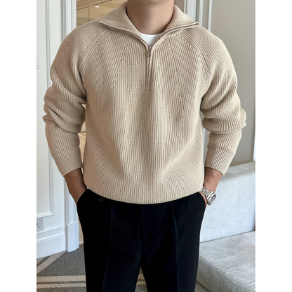 Herren Strickpullover mit Reißverschluss am Kragen