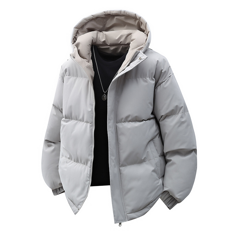 Herren Winterjacke mit Kapuze im Streetwear-Stil - silber-grau