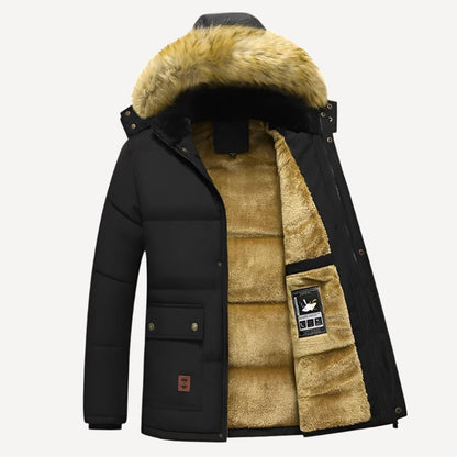 Herren Daunenjacke mit Kapuze - schwarz