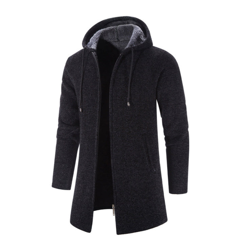 Herren Winterjacke mit Kapuze im Outdoor-Look - schwarz