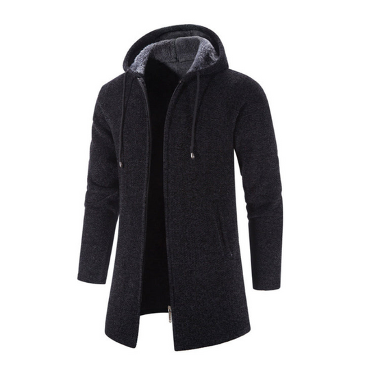 Herren Winterjacke mit Kapuze im Outdoor-Look - schwarz
