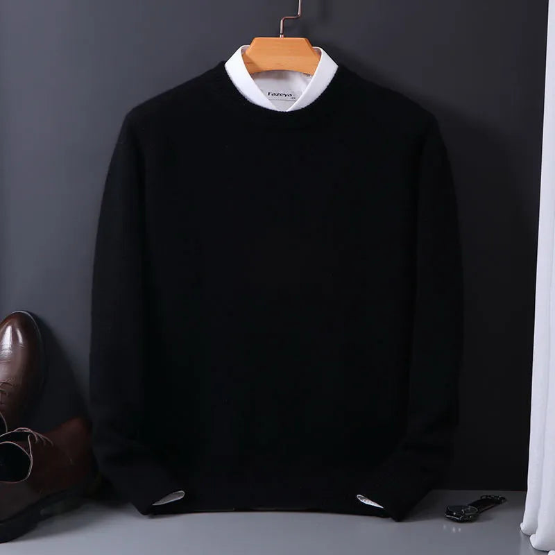 Herren Pullover mit Rundhalsausschnitt im Regular Fit - schwarz