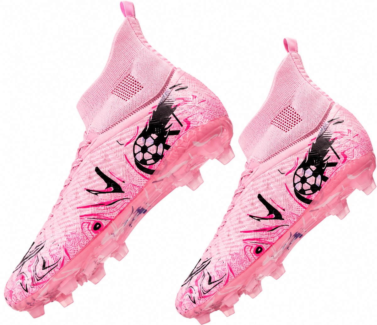 Herren Fußballschuhe High-Top mit starkem Halt - rosa