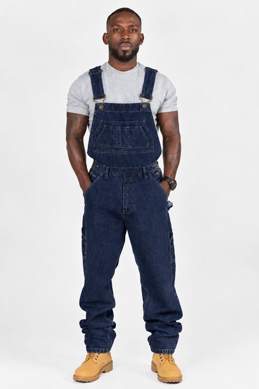 Herren Denim Overall im geraden Schnitt mit Taschen - dunkel-blau