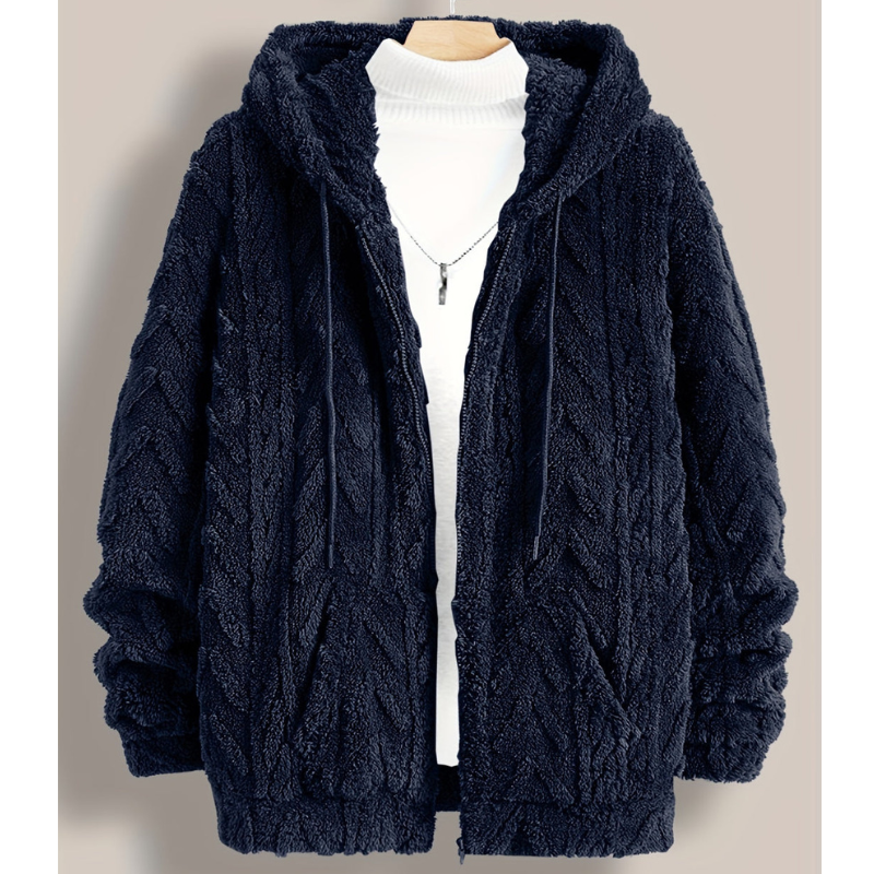Winterjacke Herren im Cardigan-Design mit Kapuze - blau