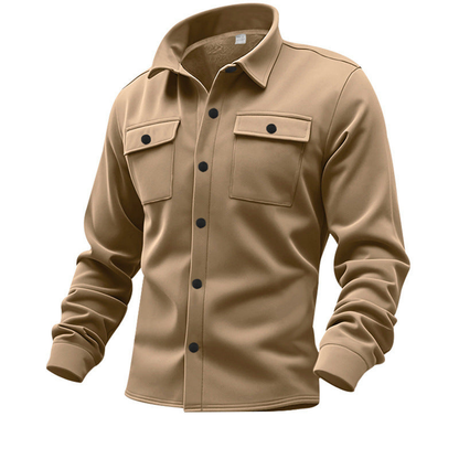 Herren Langarmhemd im Utility-Stil mit Taschen - beige
