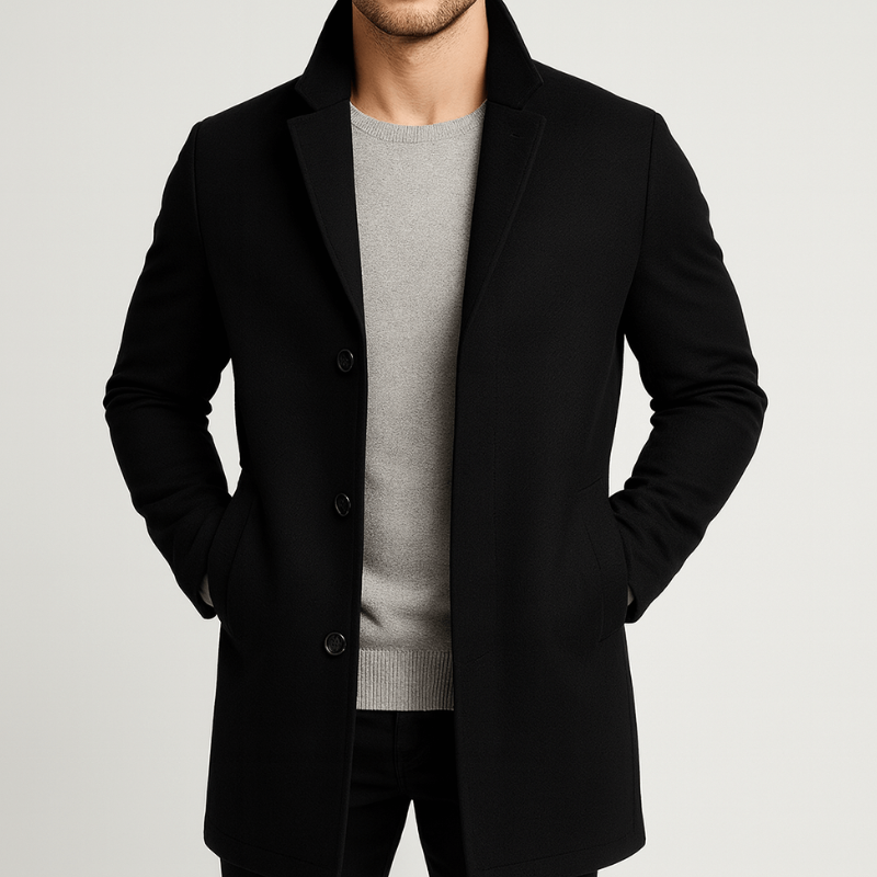 Herren Trenchcoat im klassischen Look - schwarz