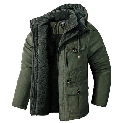 Parka Herren mit Futter im Military-Stil - grün
