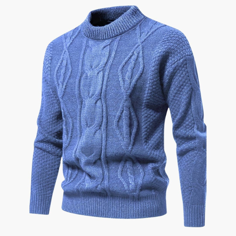 Herren Strickpullover mit Kabelmuster - blau
