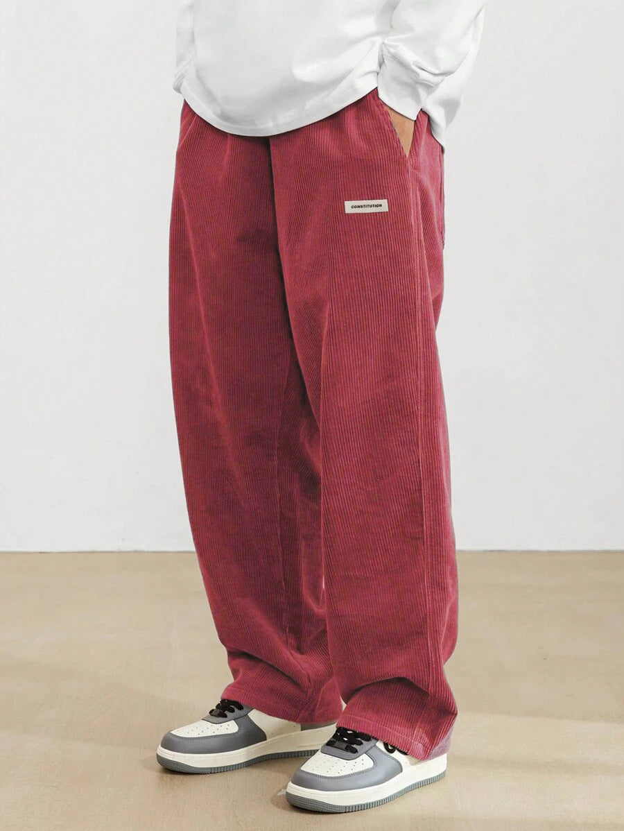 Cordhose Herren mit weitem Schnitt - rot