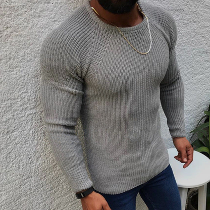Herren Strickpullover mit Slim Fit Schnitt - grau