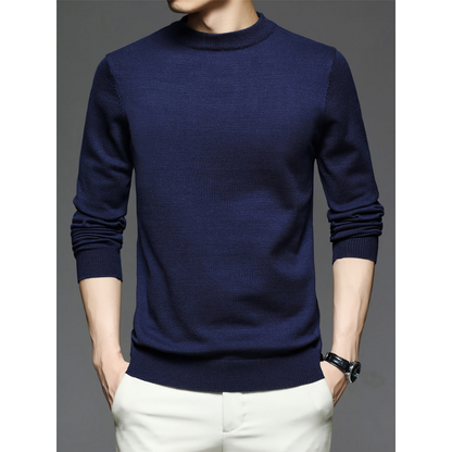 Herren Strickpullover mit Rundhals und Langarm - blau