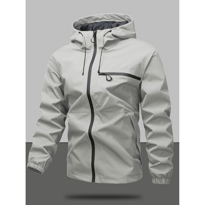 Herren Winterjacke mit Kapuze und Langarm - hellgrau