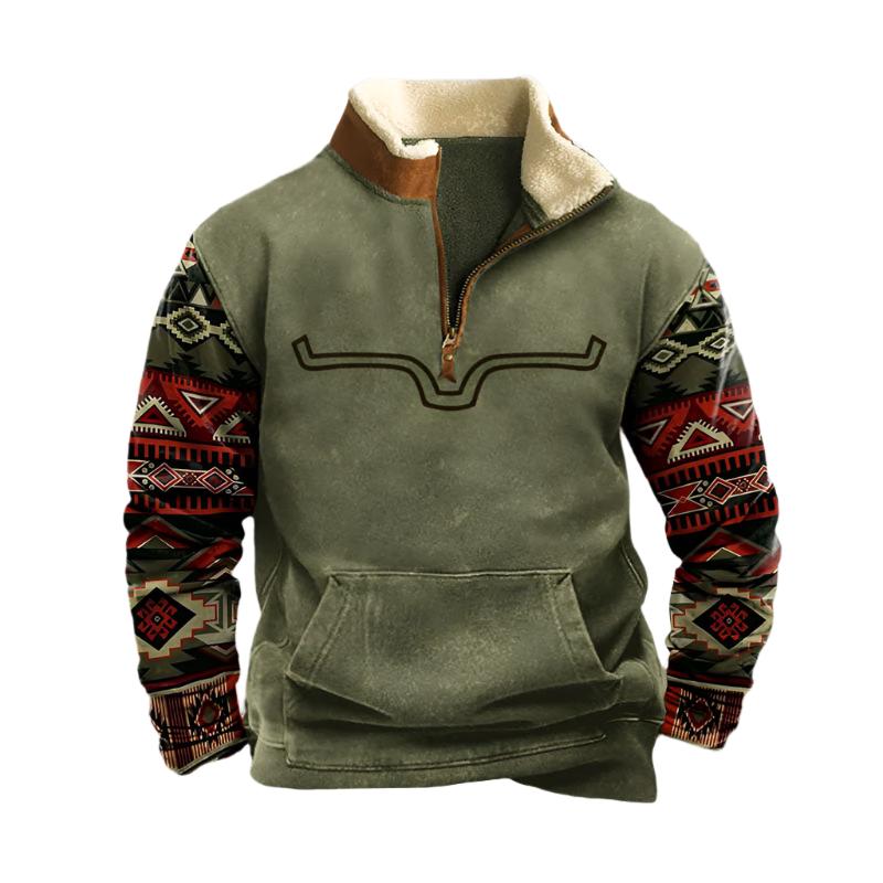 Pullover Herren mit Print im Casual Look - grün