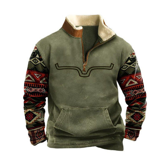 Pullover Herren mit Print im Casual Look - grün