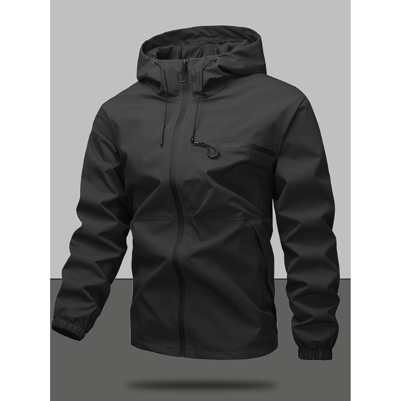 Herren Winterjacke mit Kapuze und Langarm - schwarz