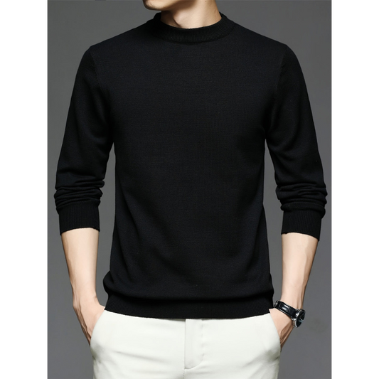 Herren Strickpullover mit Rundhals und Langarm - schwarz