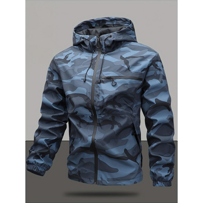 Herren Winterjacke mit Kapuze und Langarm - camouflage-grau