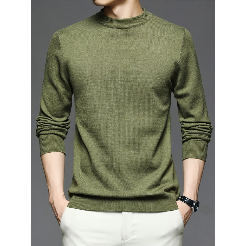 Herren Strickpullover mit Rundhals und Langarm - grün