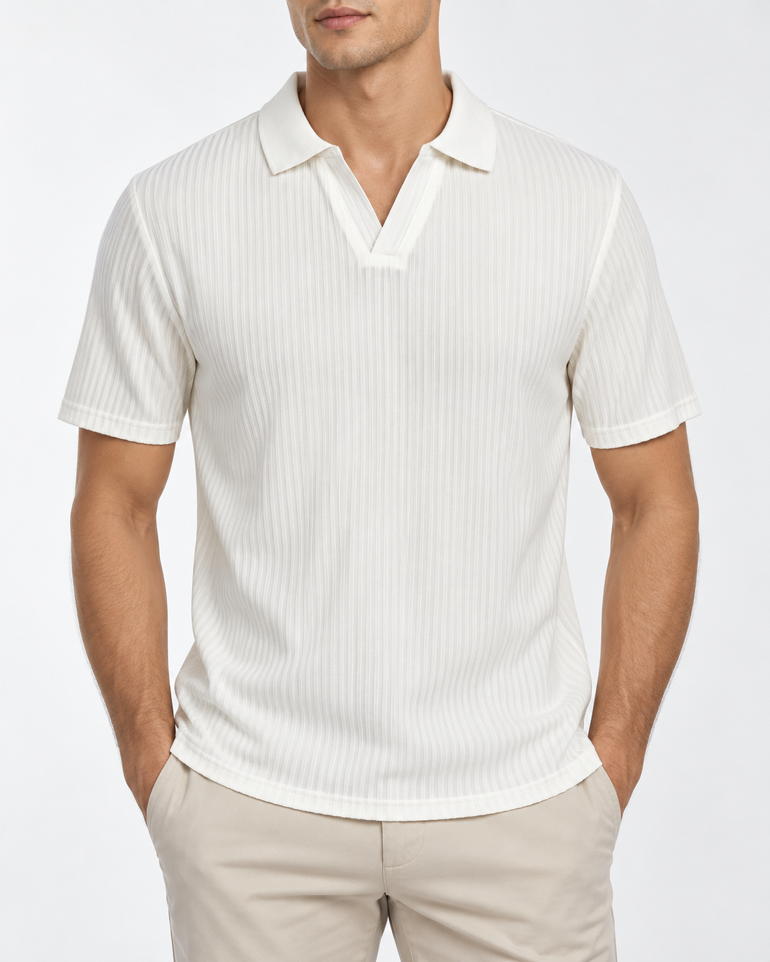 Herren Slim-Fit Poloshirt mit V-Ausschnitt - Elegante Casual Eleganz