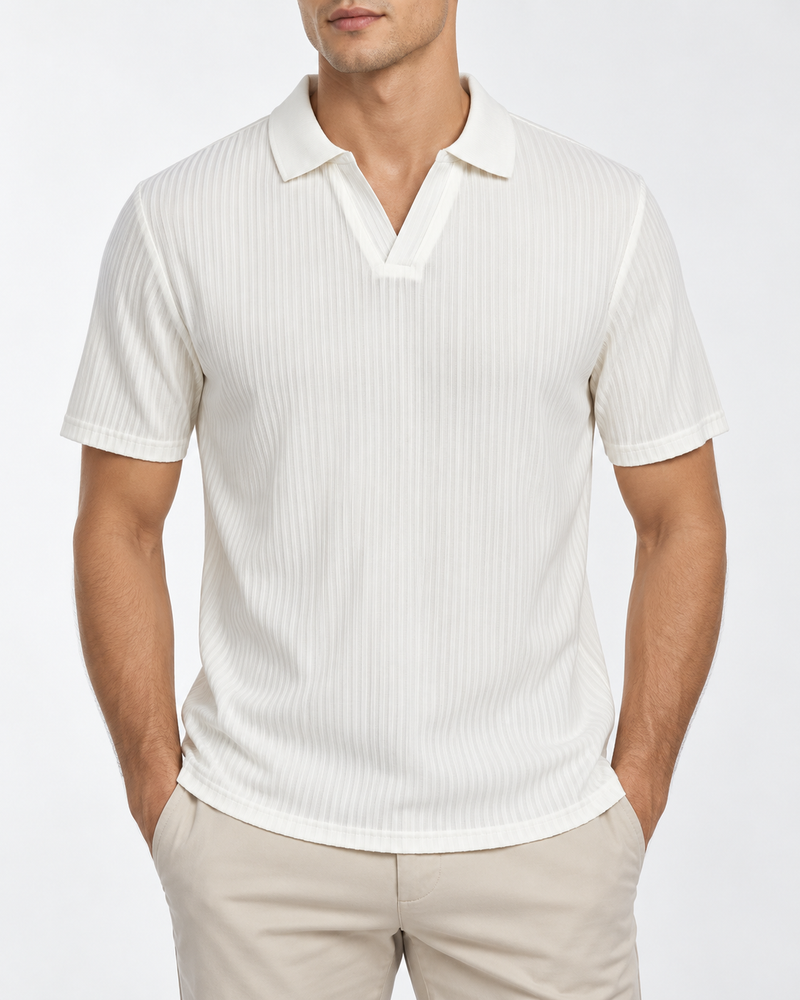 Herren Slim-Fit Poloshirt mit V-Ausschnitt - Elegante Casual Eleganz