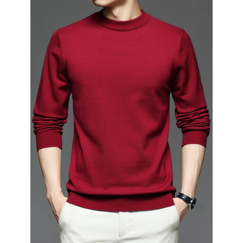 Herren Strickpullover mit Rundhals und Langarm - rot