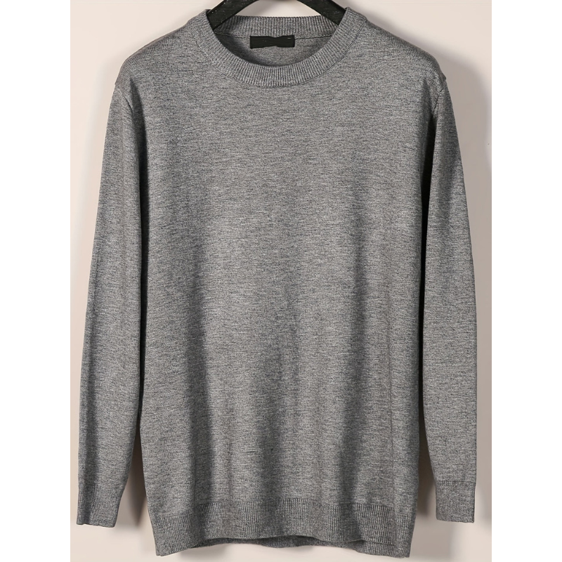 Herren Strickpullover mit Rundhals und Langarm - silber-grau