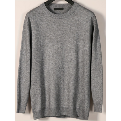 Herren Strickpullover mit Rundhals und Langarm - silber-grau