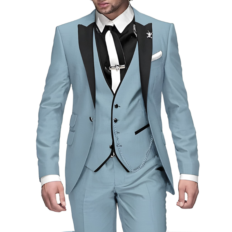 Herren Anzug Set mit Sakko und Hose - himmelblau
