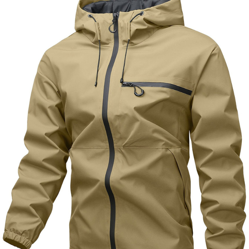 Herren Winterjacke mit Kapuze und Langarm - khaki