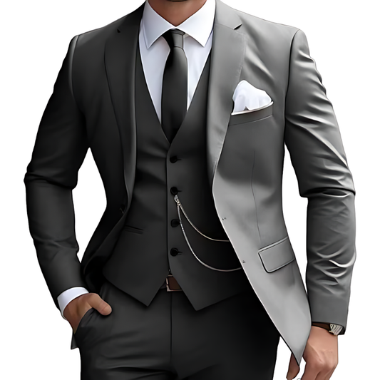 Herren Set dreiteilig mit modernem Schnitt - grau