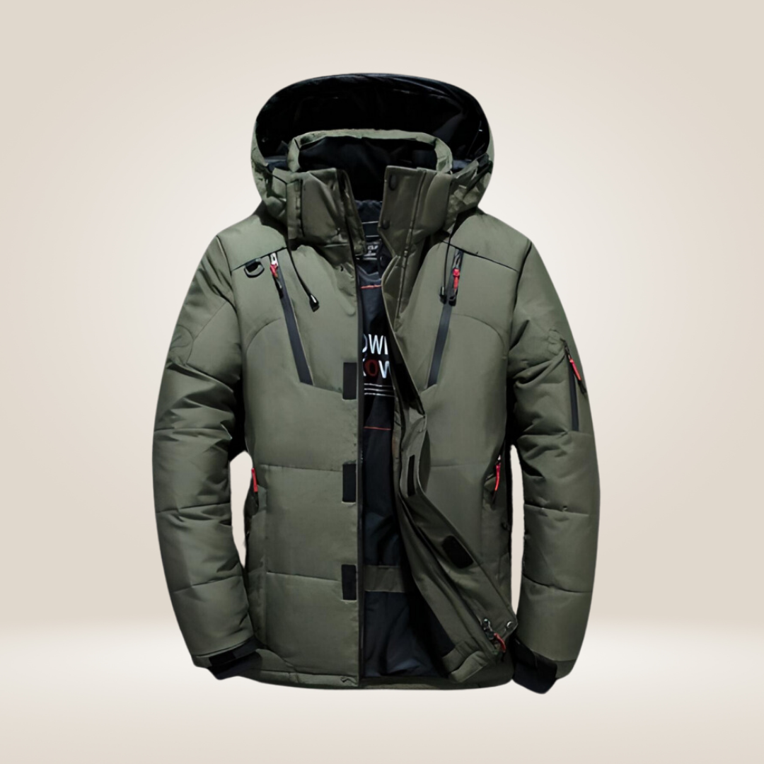 Herren Winterjacke mit wattierter Steppung - grün