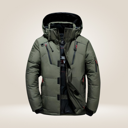 Herren Winterjacke mit wattierter Steppung - grün