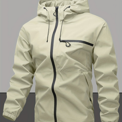 Herren Winterjacke mit Kapuze und Langarm - beige