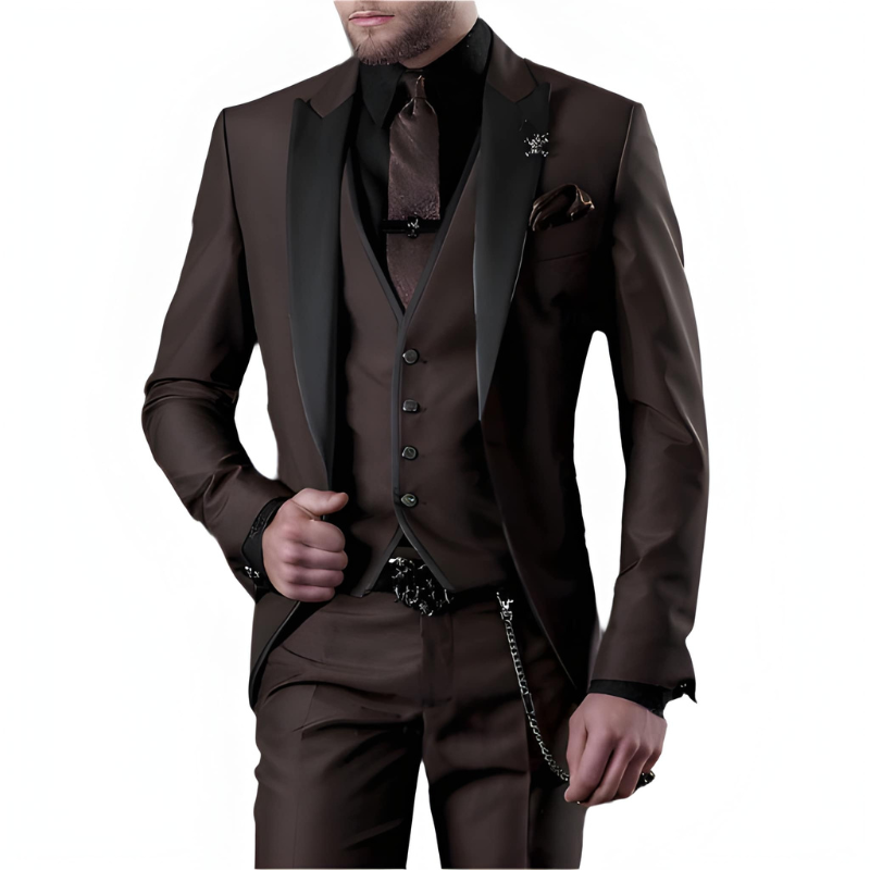 Herren Anzug Set mit Sakko und Hose - kaffee