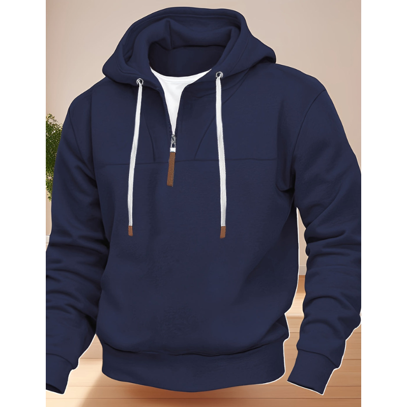 Herren Pullover mit kurzem Reißverschluss am Hals - blau
