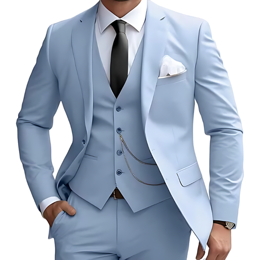 Herren Set dreiteilig mit modernem Schnitt - himmelblau