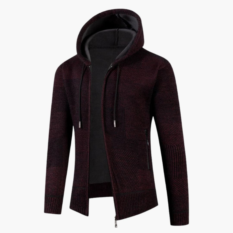 Herren Cardigan mit Strickstruktur - bordeaux