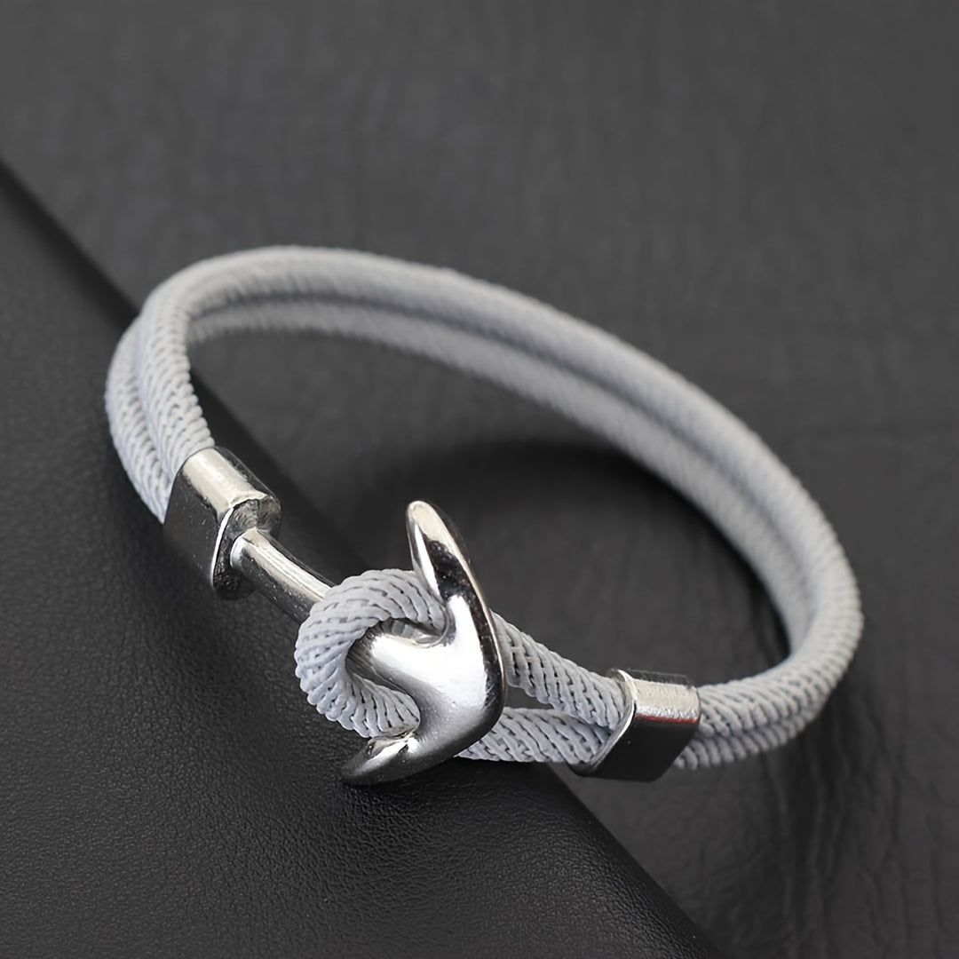 Herren Armband mit Ankerdesign und Verschluss - grau