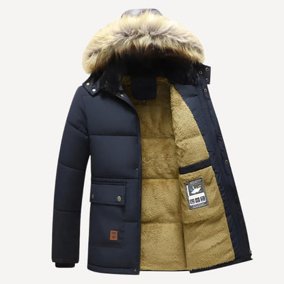 Herren Daunenjacke mit Kapuze - blau