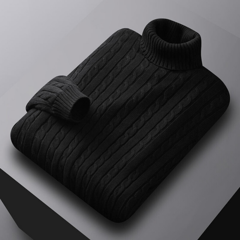 Herren Rollkragenpullover im schlichten Basic-Schnitt - schwarz